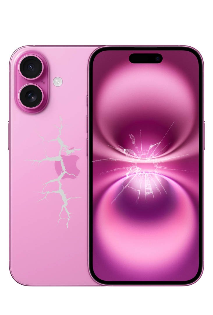 iPhone 16 back glass broken, iPhone 16 screen damage, iPhone 16 screen broken